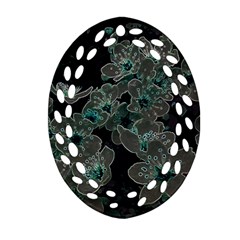 Glowing Flowers In The Dark C Oval Filigree Ornament (Two Sides)