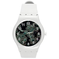 Glowing Flowers In The Dark C Round Plastic Sport Watch (M)