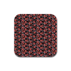 Roses Pattern Rubber Square Coaster (4 Pack)  by Valentinaart