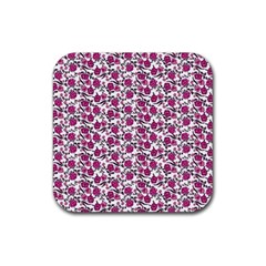 Roses Pattern Rubber Coaster (square)  by Valentinaart