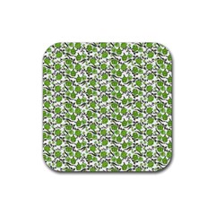 Roses Pattern Rubber Coaster (square)  by Valentinaart