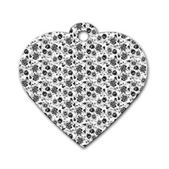 Roses pattern Dog Tag Heart (Two Sides)