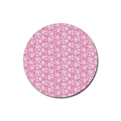 Roses Pattern Rubber Coaster (round)  by Valentinaart