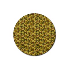 Roses Pattern Rubber Round Coaster (4 Pack) 