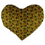 Roses pattern Large 19  Premium Flano Heart Shape Cushions Back