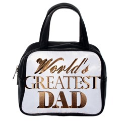 World s Greatest Dad Gold Look Text Elegant Typography Classic Handbags (one Side) by yoursparklingshop