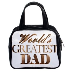 World s Greatest Dad Gold Look Text Elegant Typography Classic Handbags (2 Sides) by yoursparklingshop