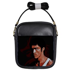 Bruce Lee Girls Sling Bags by Valentinaart