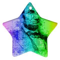 Abraham Lincoln Portrait Rainbow Colors Typography Ornament (star) by yoursparklingshop