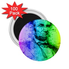 Abraham Lincoln Portrait Rainbow Colors Typography 2 25  Magnets (100 Pack)  by yoursparklingshop