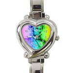 Abraham Lincoln Portrait Rainbow Colors Typography Heart Italian Charm Watch Front