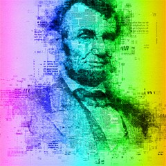 Abraham Lincoln Portrait Rainbow Colors Typography Canvas 20  X 20   by yoursparklingshop