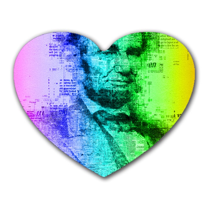 Abraham Lincoln Portrait Rainbow Colors Typography Heart Mousepads