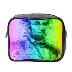 Abraham Lincoln Portrait Rainbow Colors Typography Mini Toiletries Bag 2-side by yoursparklingshop