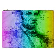 Abraham Lincoln Portrait Rainbow Colors Typography Cosmetic Bag (xxl)  by yoursparklingshop