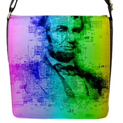 Abraham Lincoln Portrait Rainbow Colors Typography Flap Messenger Bag (s) by yoursparklingshop