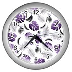 Tropical pattern Wall Clocks (Silver)  Front