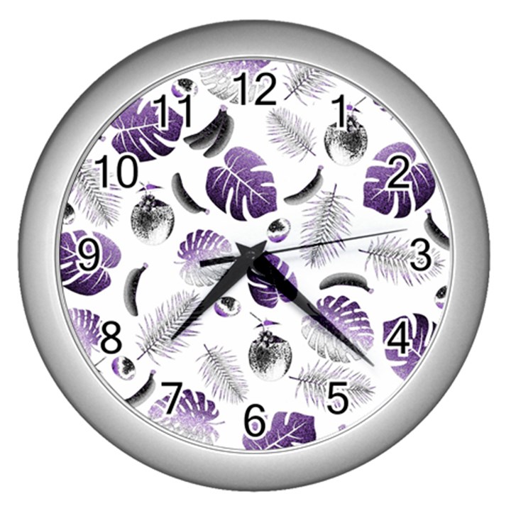 Tropical pattern Wall Clocks (Silver) 