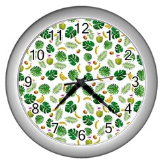 Tropical pattern Wall Clocks (Silver) 