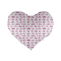 Fish Pattern Standard 16  Premium Flano Heart Shape Cushions by ValentinaDesign