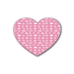 Fish Pattern Heart Coaster (4 Pack)  by ValentinaDesign