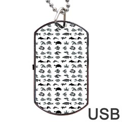 Fish Pattern Dog Tag Usb Flash (two Sides) by ValentinaDesign