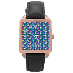 Summer Pattern Rose Gold Leather Watch  by ValentinaDesign