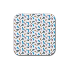 Dinosaurs Pattern Rubber Coaster (square)  by ValentinaDesign