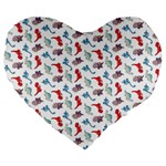 Dinosaurs pattern Large 19  Premium Flano Heart Shape Cushions Front