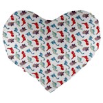 Dinosaurs pattern Large 19  Premium Flano Heart Shape Cushions Back