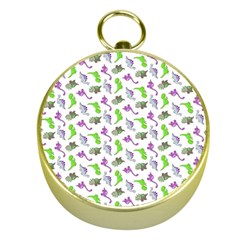 Dinosaurs Pattern Gold Compasses