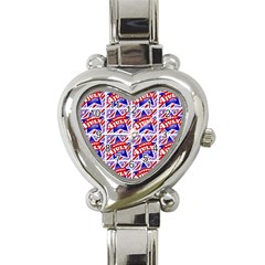 Happy 4th Of July Theme Pattern Heart Italian Charm Watch by dflcprints