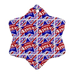 Happy 4th Of July Theme Pattern Snowflake Ornament (two Sides) by dflcprints