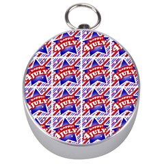 Happy 4th Of July Theme Pattern Silver Compasses by dflcprints