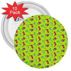 Dinosaurs Pattern 3  Buttons (10 Pack) 