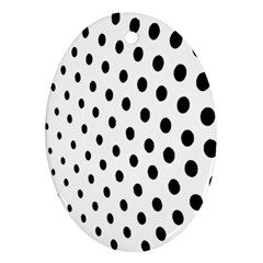 Polka Dot Black Circle Oval Ornament (two Sides)