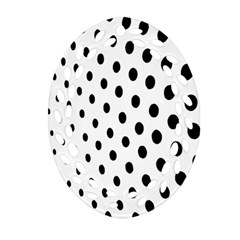 Polka Dot Black Circle Oval Filigree Ornament (two Sides)