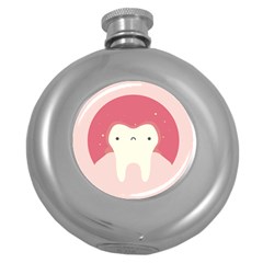 Sad Tooth Pink Round Hip Flask (5 Oz)