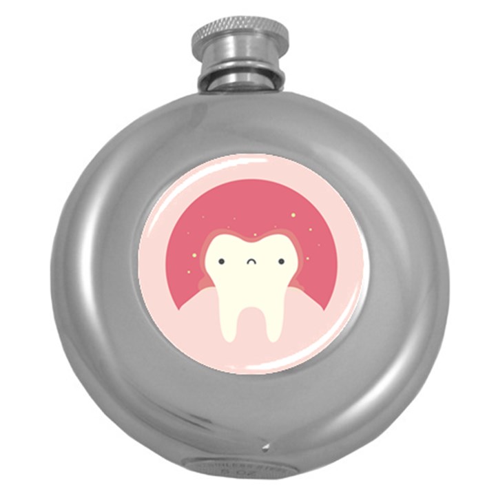 Sad Tooth Pink Round Hip Flask (5 oz)