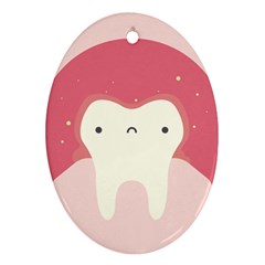 Sad Tooth Pink Oval Ornament (two Sides)