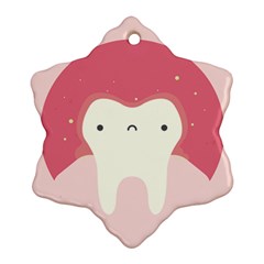 Sad Tooth Pink Ornament (snowflake) by Mariart