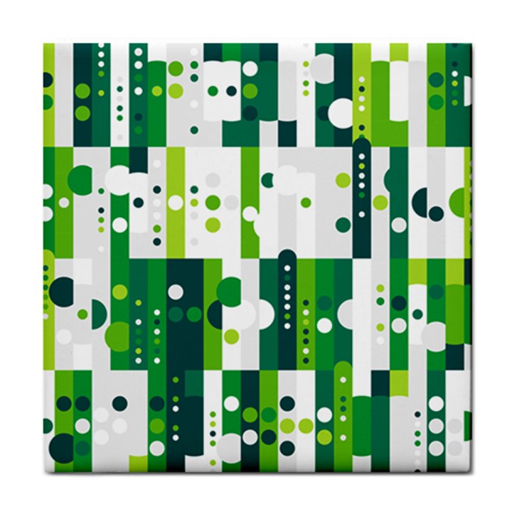 Generative Art Experiment Rectangular Circular Shapes Polka Green Vertical Tile Coasters