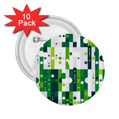 Generative Art Experiment Rectangular Circular Shapes Polka Green Vertical 2 25  Buttons (10 Pack) 