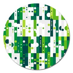 Generative Art Experiment Rectangular Circular Shapes Polka Green Vertical Magnet 5  (round)
