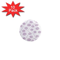 Purple Tulip Flower Floral Polkadot Polka Spot 1  Mini Magnet (10 Pack) 