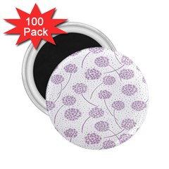 Purple Tulip Flower Floral Polkadot Polka Spot 2 25  Magnets (100 Pack) 