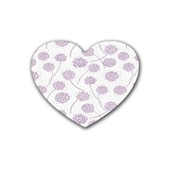 Purple Tulip Flower Floral Polkadot Polka Spot Heart Coaster (4 Pack) 