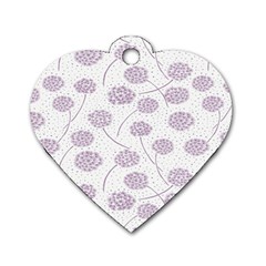 Purple Tulip Flower Floral Polkadot Polka Spot Dog Tag Heart (one Side)