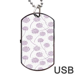 Purple Tulip Flower Floral Polkadot Polka Spot Dog Tag Usb Flash (two Sides) by Mariart