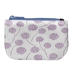 Purple Tulip Flower Floral Polkadot Polka Spot Large Coin Purse